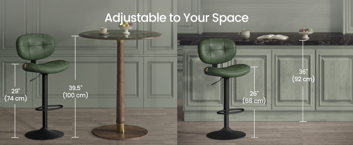 PU Leather Swivel Bar Stools With Back, Footrest And Adjustable Height - product photo 21
