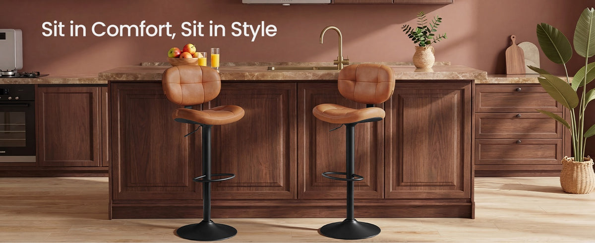 PU Leather Swivel Bar Stools With Back, Footrest And Adjustable Height - product photo 23
