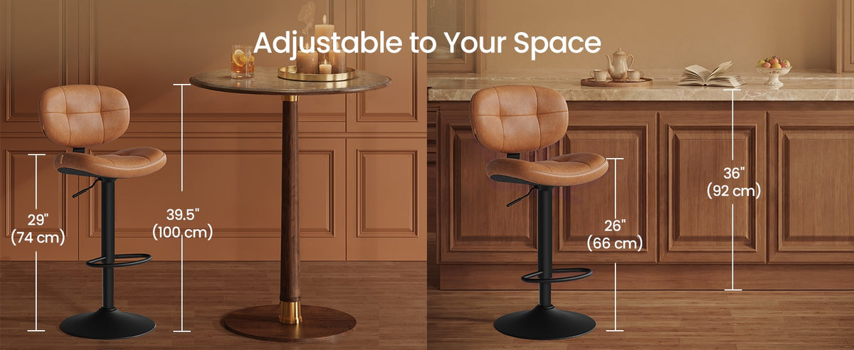 PU Leather Swivel Bar Stools With Back, Footrest And Adjustable Height - product photo 26