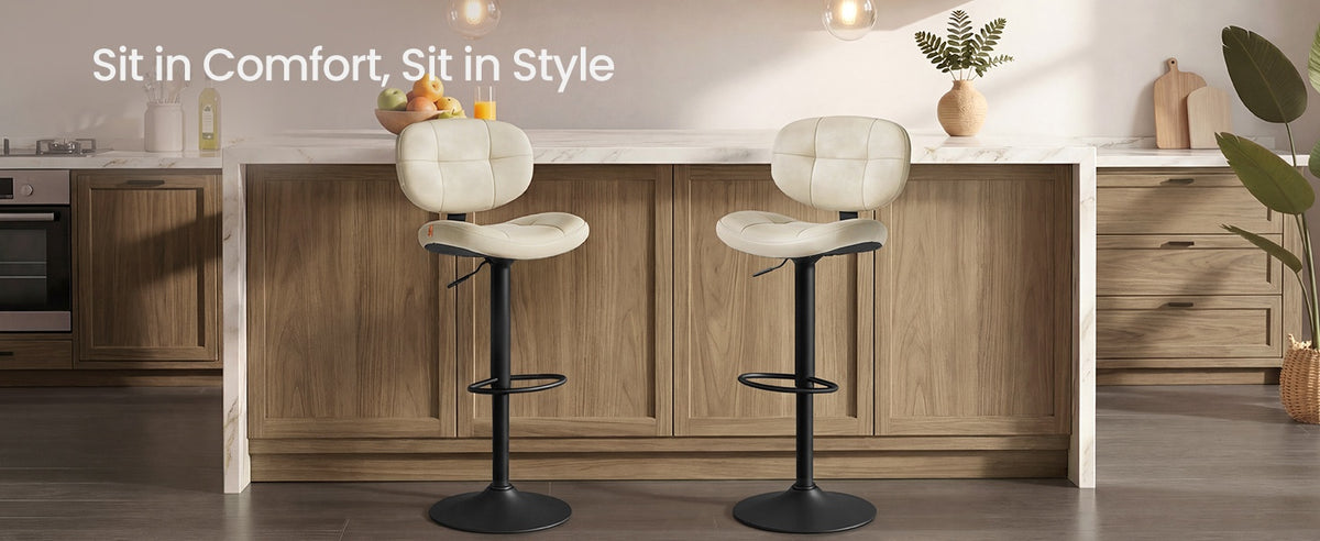 PU Leather Swivel Bar Stools With Back, Footrest And Adjustable Height - product photo 27