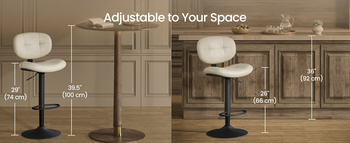 PU Leather Swivel Bar Stools With Back, Footrest And Adjustable Height - product photo 30