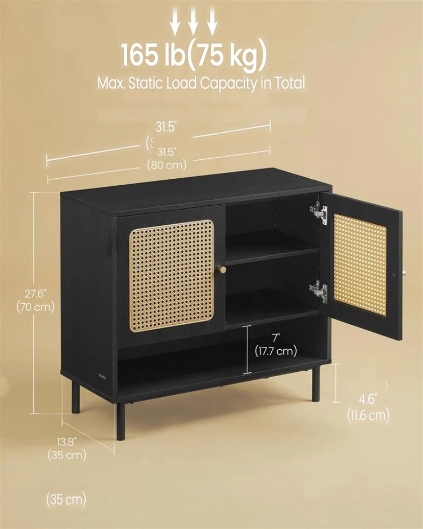 Rattan 3-Tier Shoe Cabinet with Adjustable Shelf – product view 8 | Ridgefield Furniture