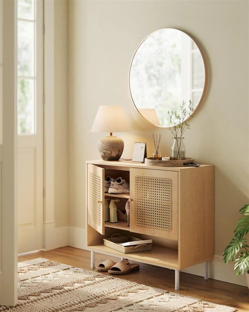 Rattan 3-Tier Shoe Cabinet with Adjustable Shelf – product view 9 | Ridgefield Furniture