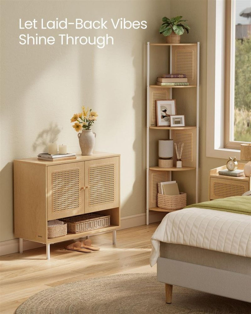 Rattan 3-Tier Shoe Cabinet with Adjustable Shelf – product view 13 | Ridgefield Furniture