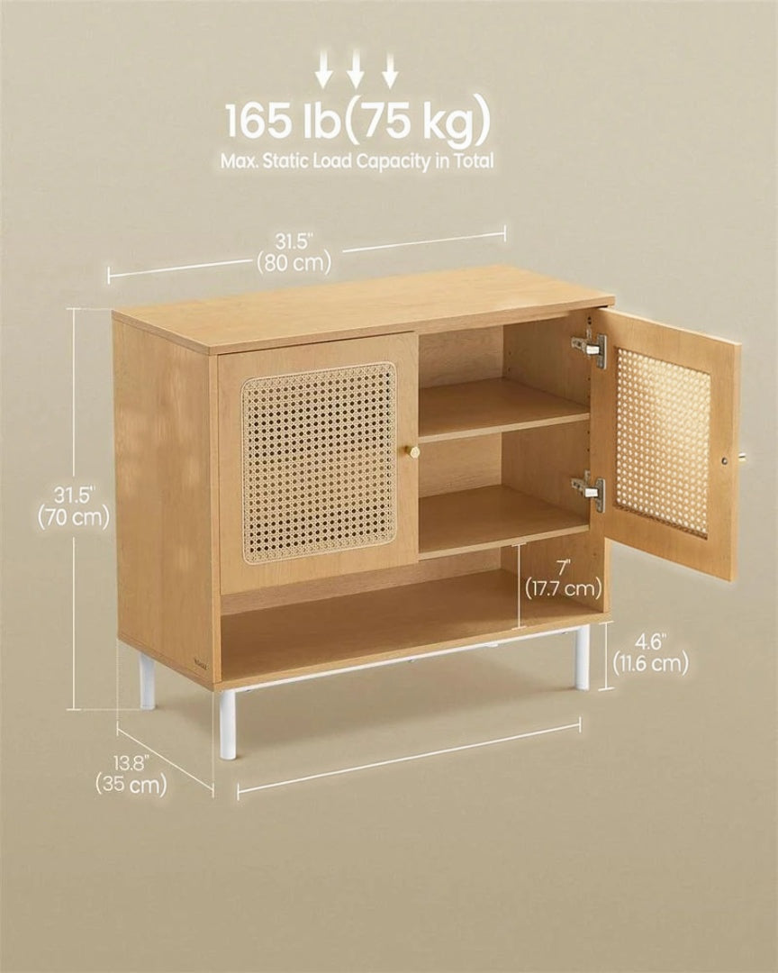 Rattan 3-Tier Shoe Cabinet with Adjustable Shelf – product view 14 | Ridgefield Furniture