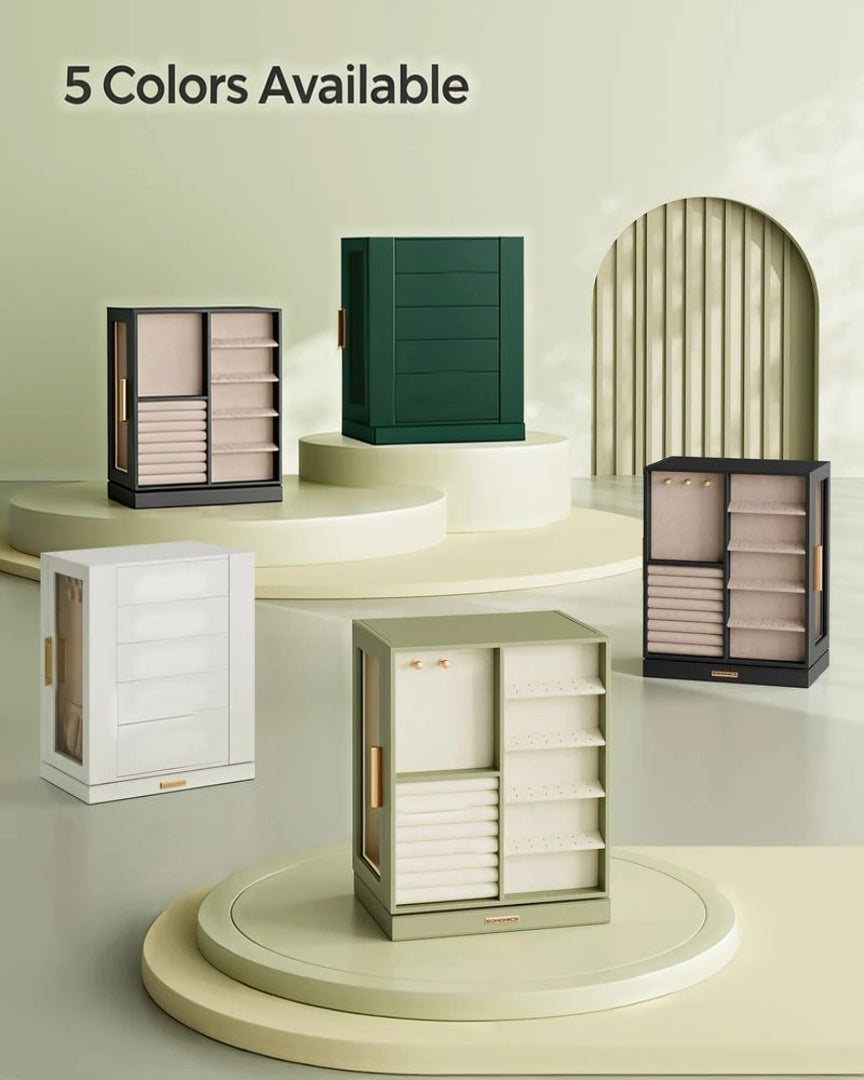 Rotating Jewelry Box Organizer With 5 Drawers And Hooks – product view 15 | Ridgefield Furniture