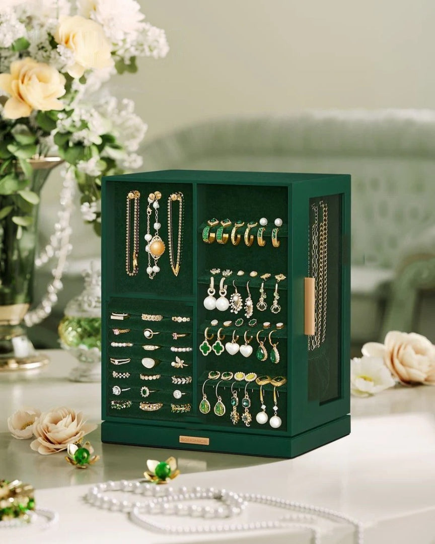 Rotating Jewelry Box Organizer With 5 Drawers And Hooks – product view 16 | Ridgefield Furniture