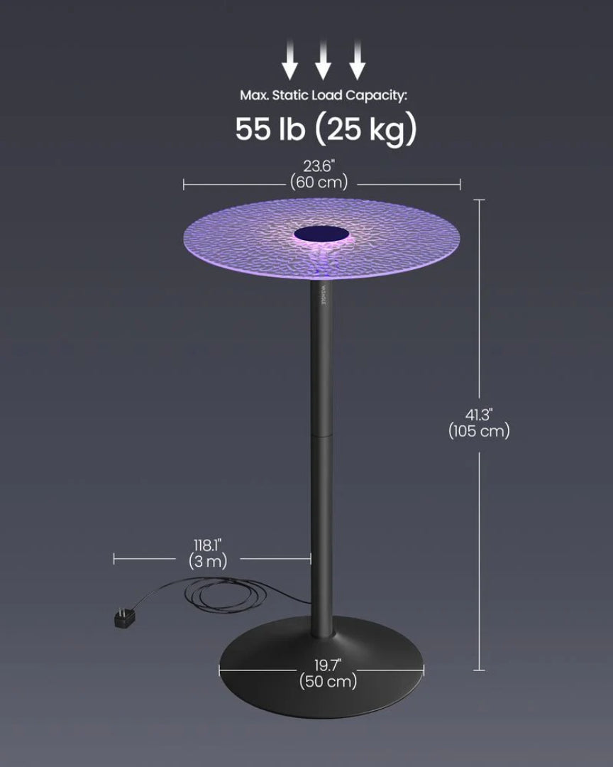 Round Cocktail Table with RGB Lights and Glass Top – product view 7 | Ridgefield Furniture