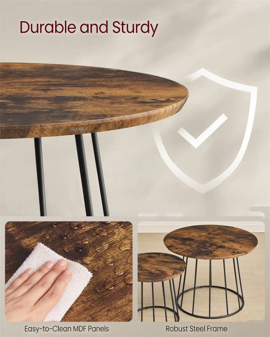Round Coffee Table Set of 2 with Steel Frame – product view 5 | Ridgefield Furniture
