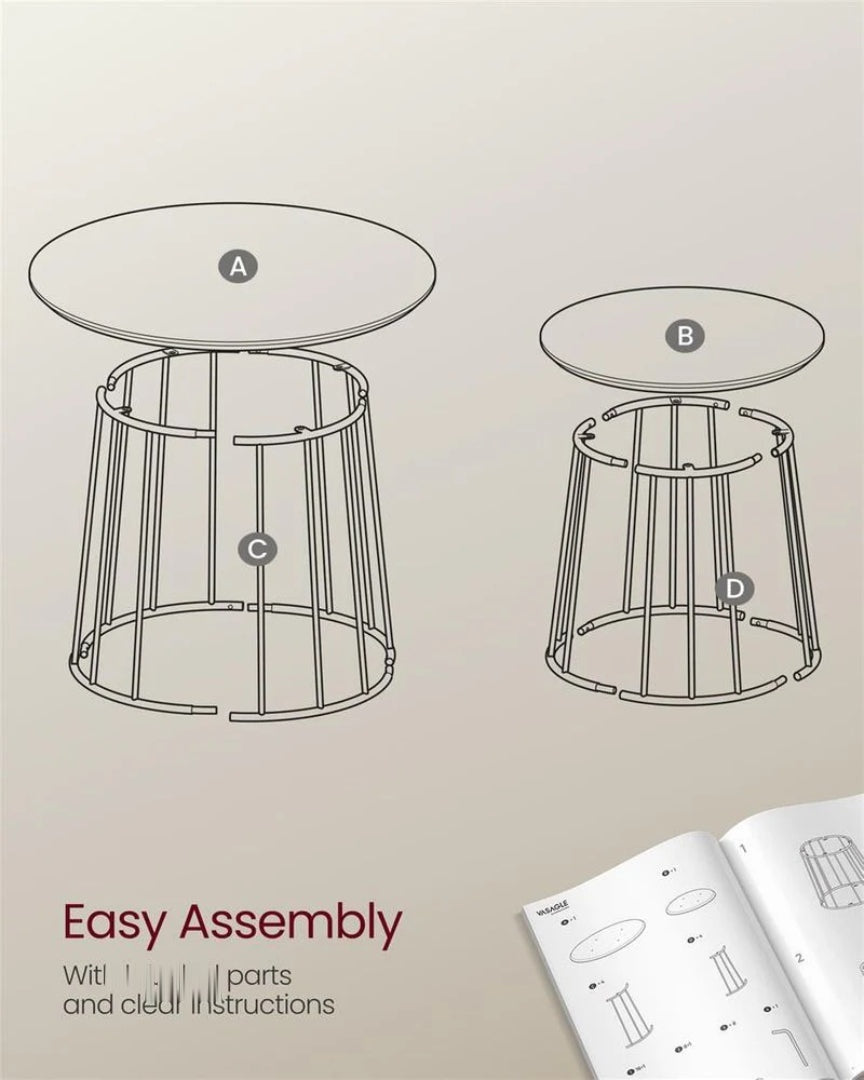 Round Coffee Table Set of 2 with Steel Frame – product view 7 | Ridgefield Furniture