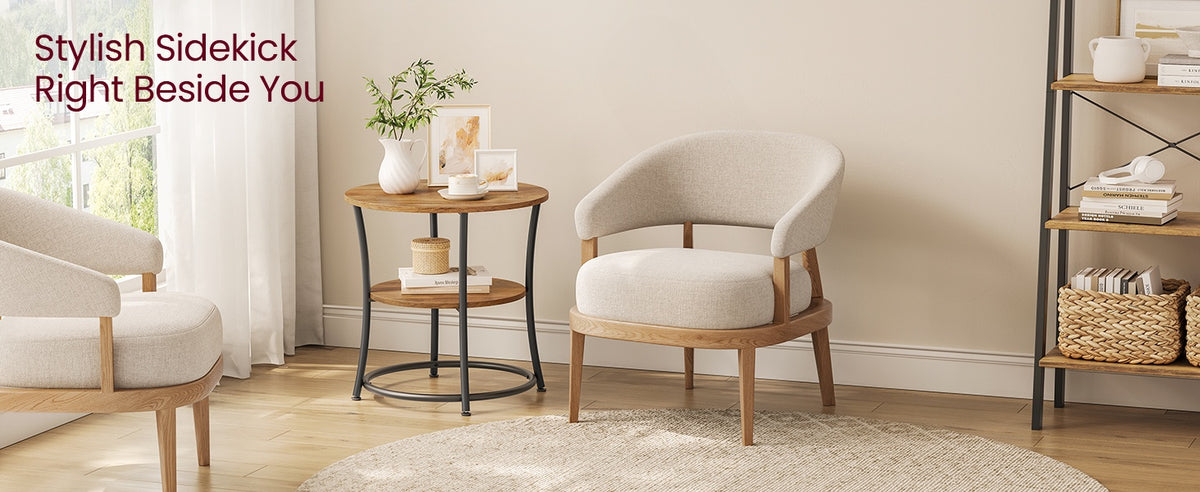 Round End Table With 2 Shelves, 3 Tier Side Table For Living Room - product photo 54