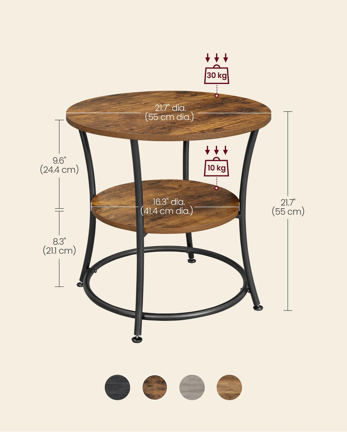 Round End Table With 2 Shelves - product photo 12