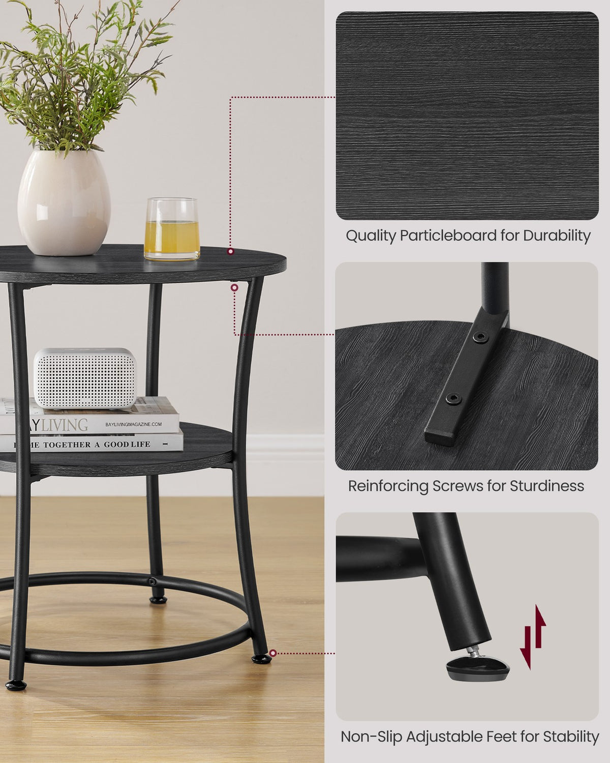 Round End Table With 2 Shelves - product photo 24