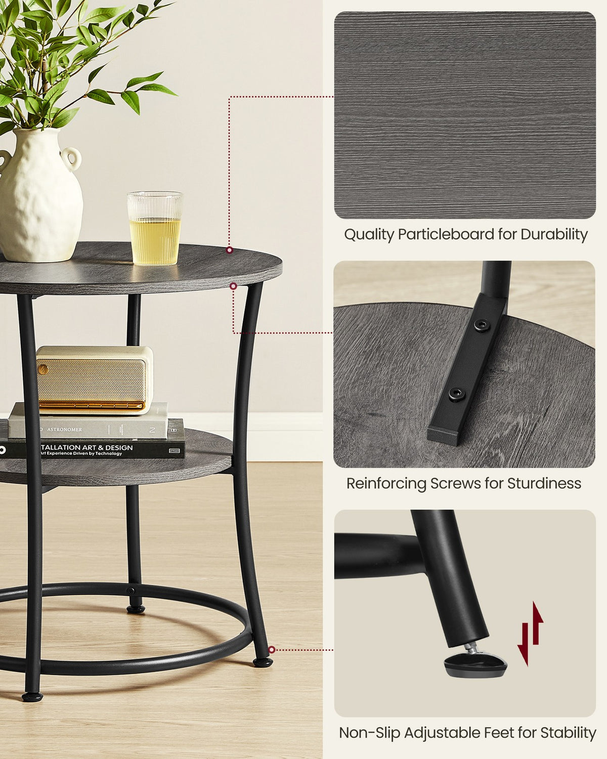 Round End Table With 2 Shelves - product photo 31
