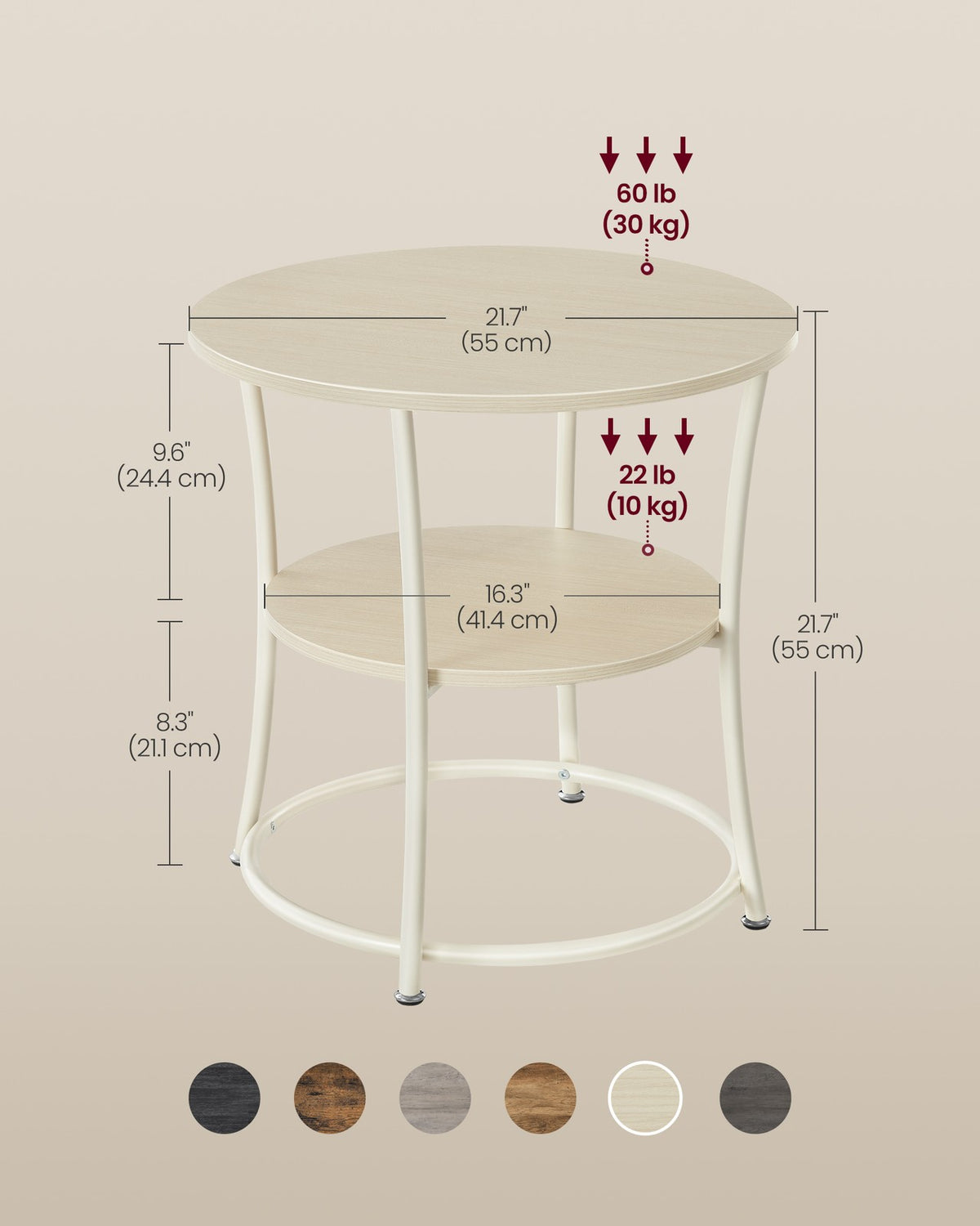Round End Table With 2 Shelves - product photo 39