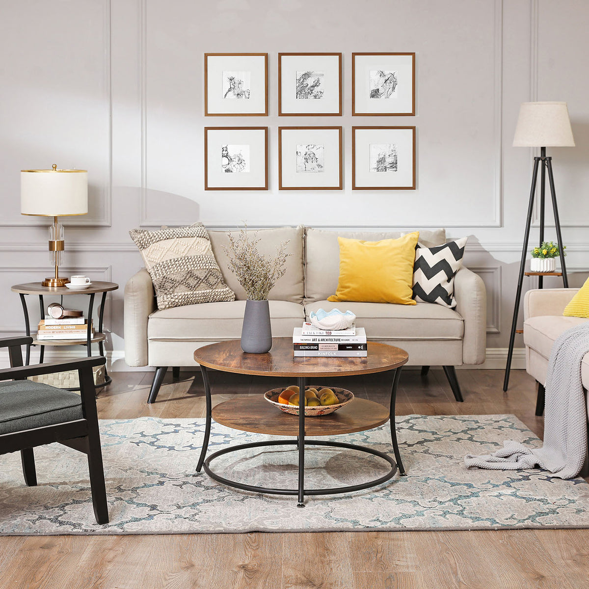 Round End Table With 2 Shelves - product photo 43