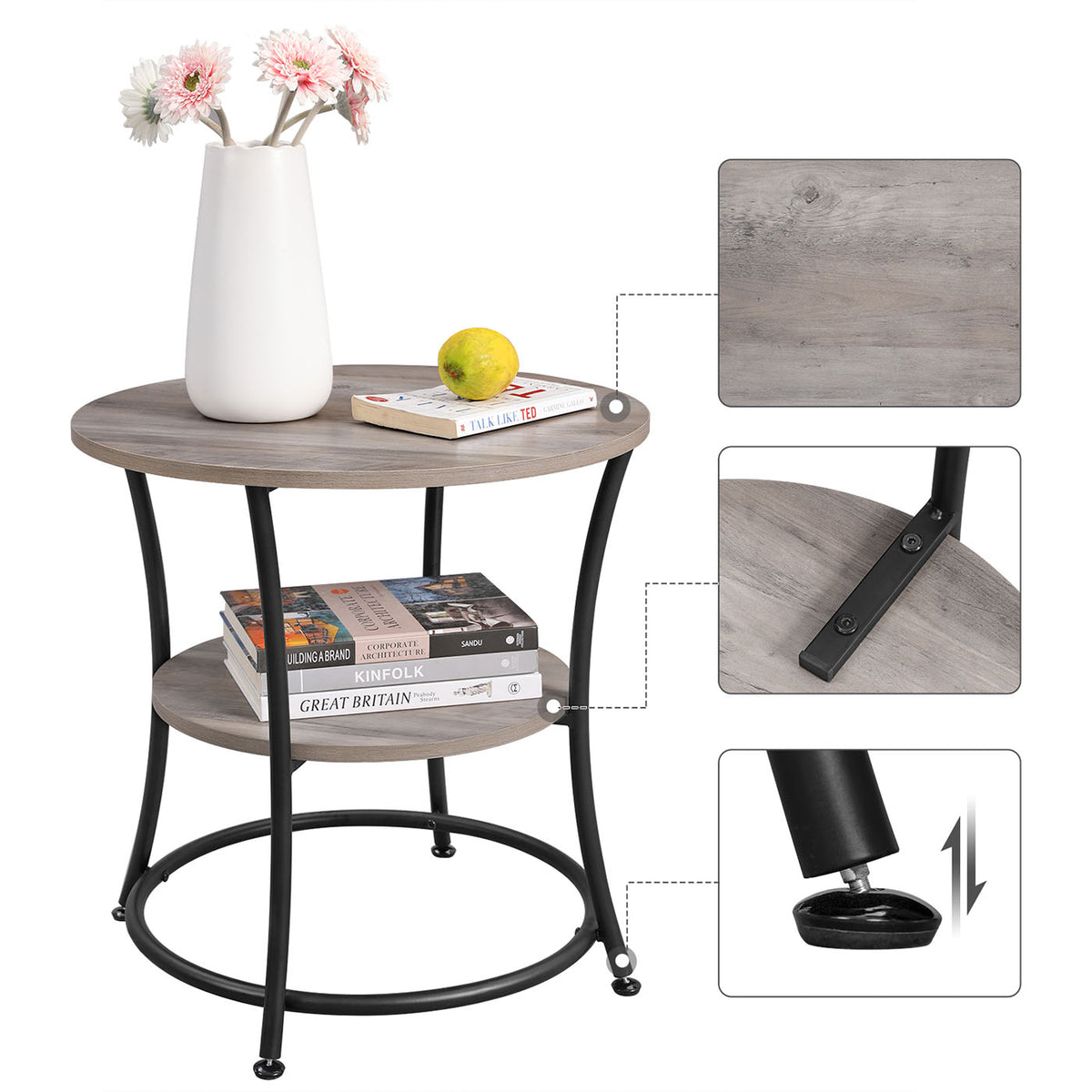 Round End Table With 2 Shelves - product photo 46