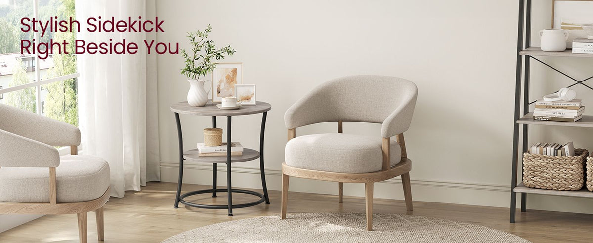 Round End Table With 2 Shelves - product photo 48