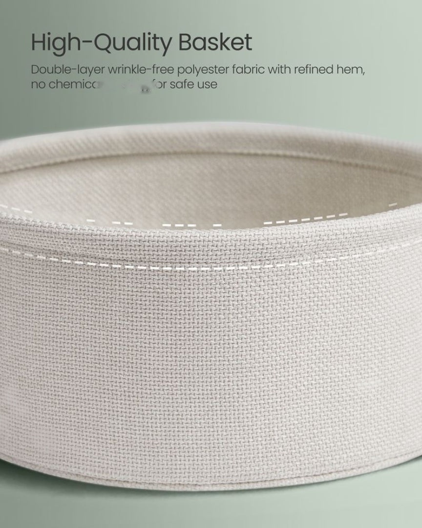 Round Nightstand With Fabric Basket Modern Bedside Table – product view 28 | Ridgefield Furniture
