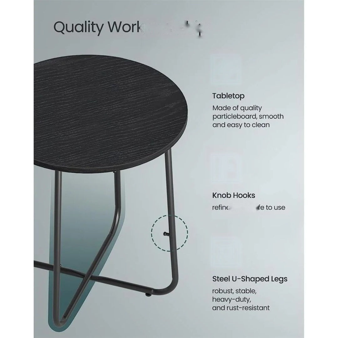 Round Nightstand With Fabric Basket Modern Bedside Table – product view 34 | Ridgefield Furniture