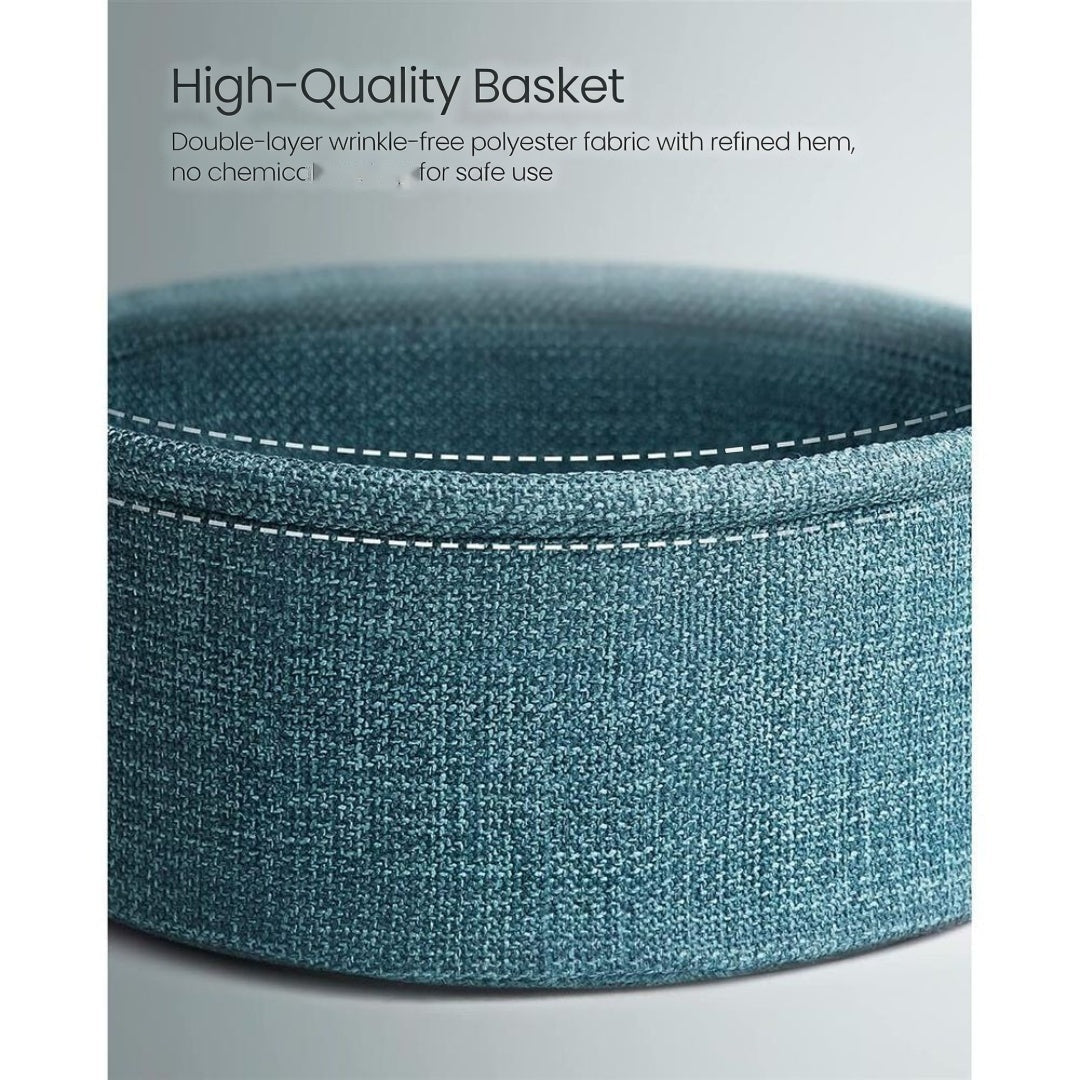 Round Nightstand With Fabric Basket Modern Bedside Table – product view 35 | Ridgefield Furniture
