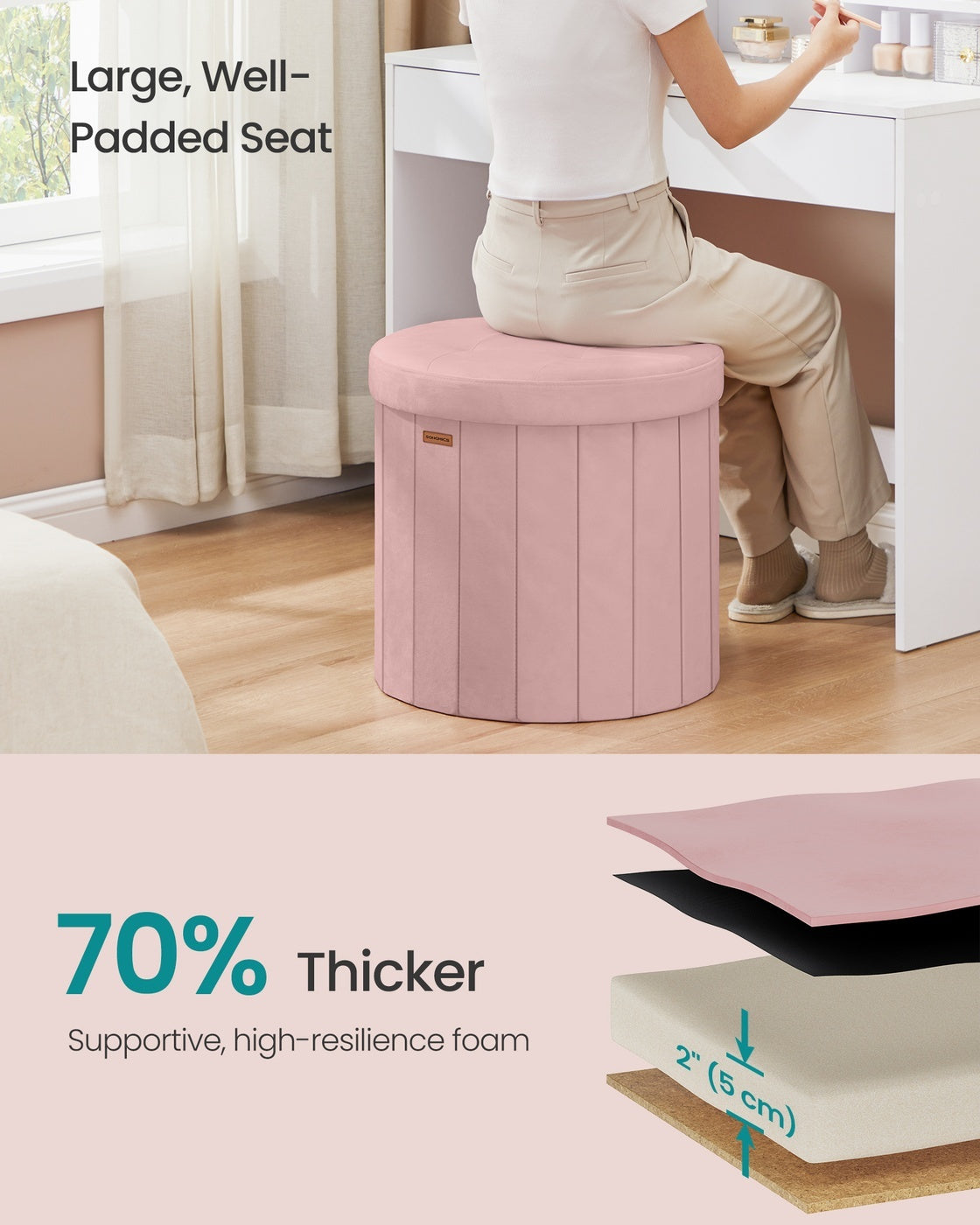 Round Storage Ottoman With Removable Lid - product photo 04
