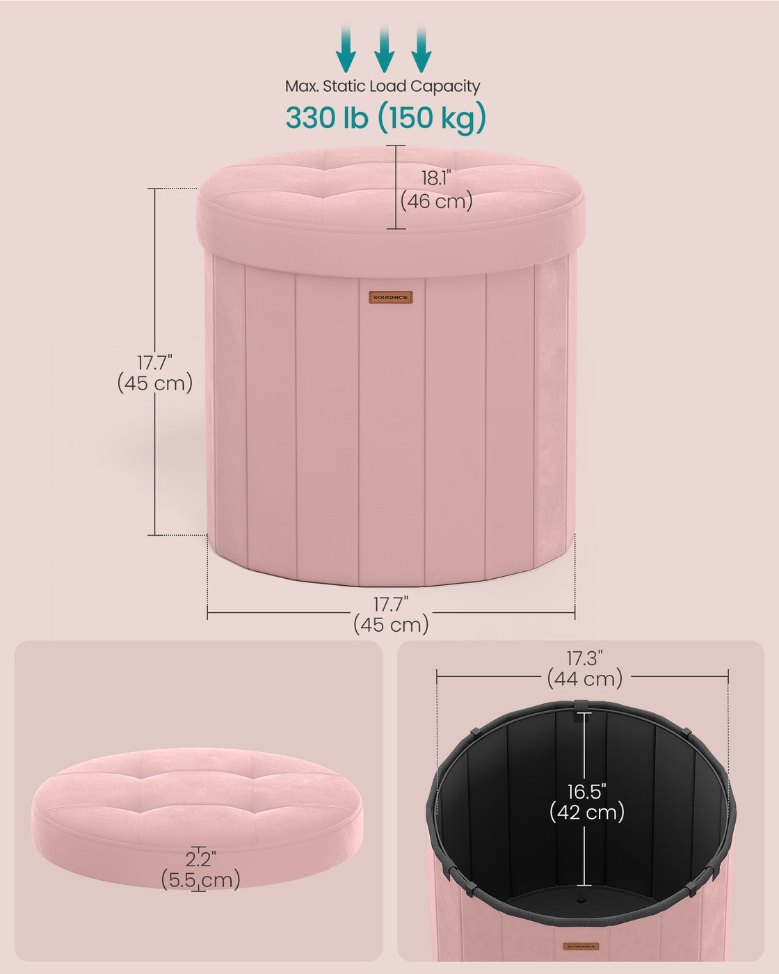 Round Storage Ottoman With Removable Lid - product photo 11