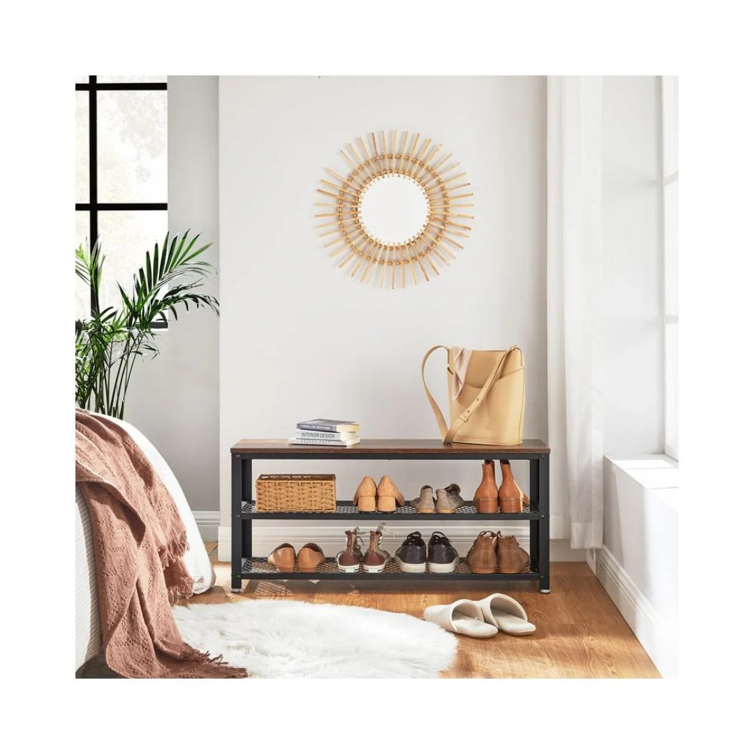 3 Tier Shoe Storage Bench With Metal Shelves – product view 3 | Ridgefield Furniture
