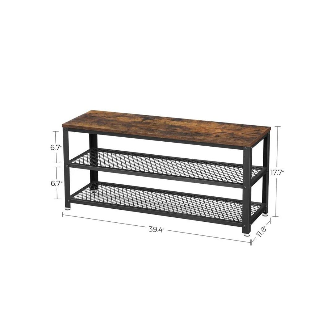 3 Tier Shoe Storage Bench With Metal Shelves – product view 8 | Ridgefield Furniture