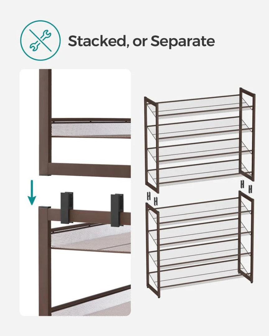8 Tier Shoe Rack With Metal Shelves – product view 10 | Ridgefield Furniture