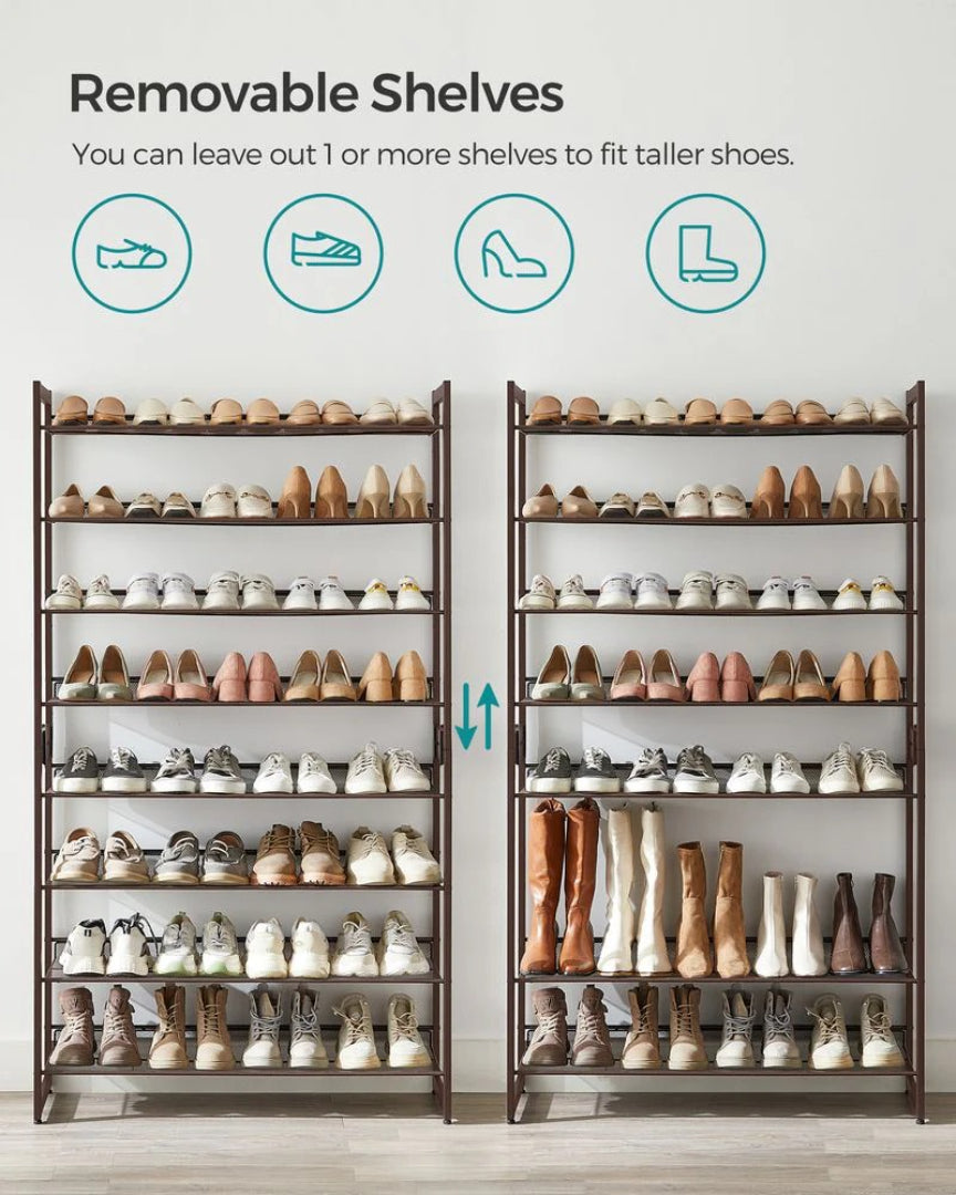 8 Tier Shoe Rack With Metal Shelves – product view 12 | Ridgefield Furniture