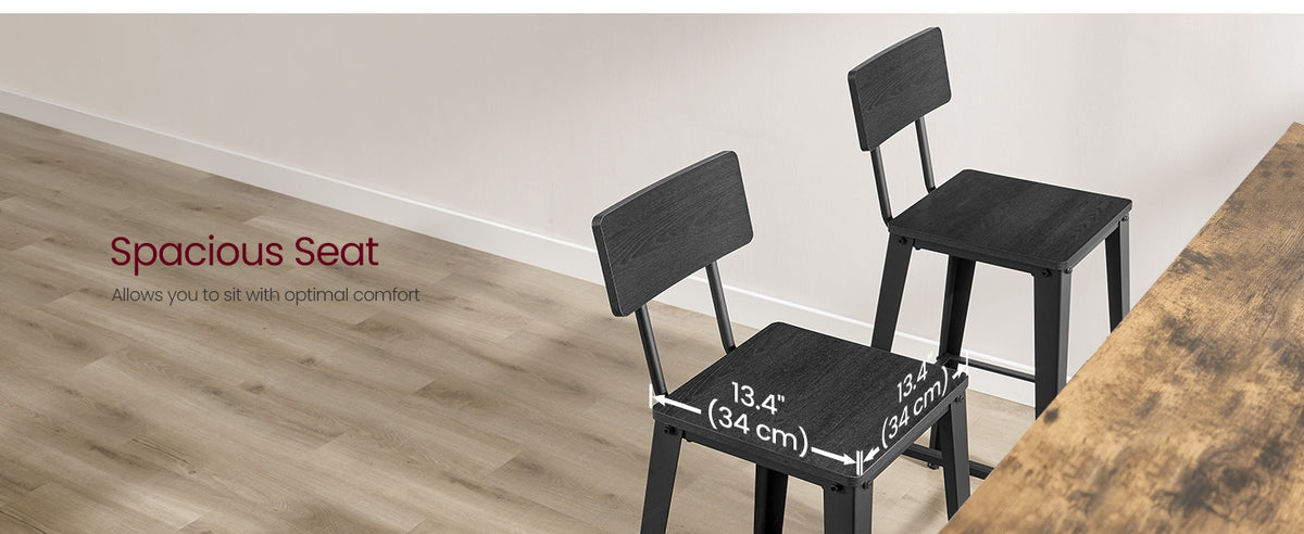 Set Of 2 Bar Stools With Footrest And Curved Backrest, Industrial Design - product photo 46