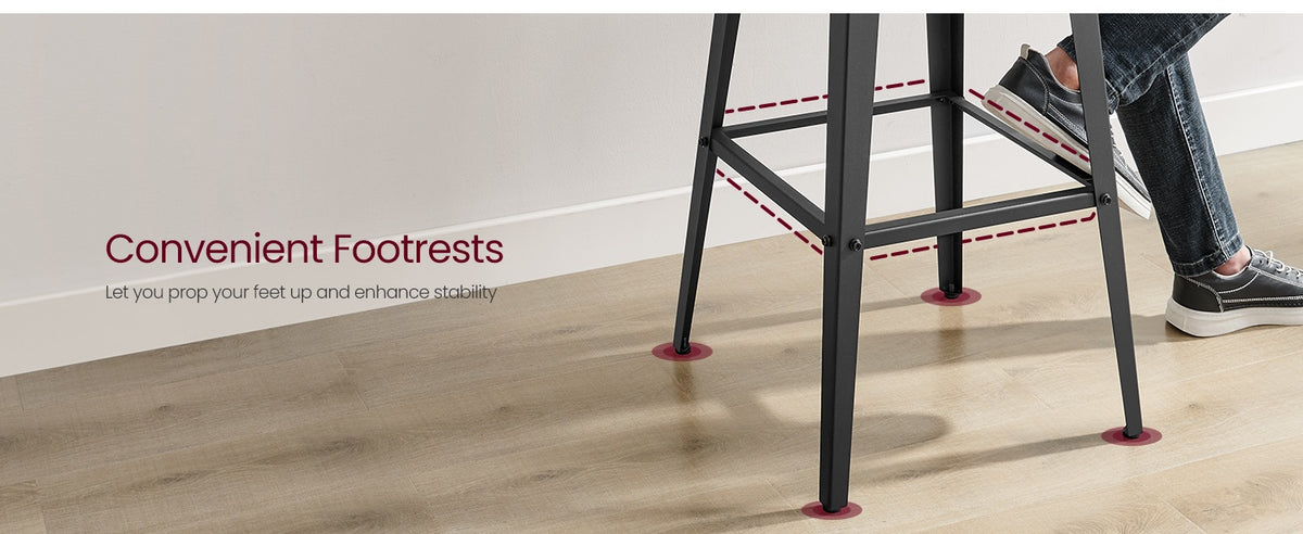 Set Of 2 Bar Stools With Footrest And Curved Backrest, Industrial Design - product photo 47