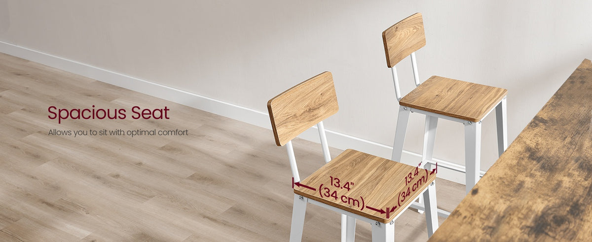 Set Of 2 Bar Stools With Footrest And Curved Backrest, Industrial Design - product photo 52