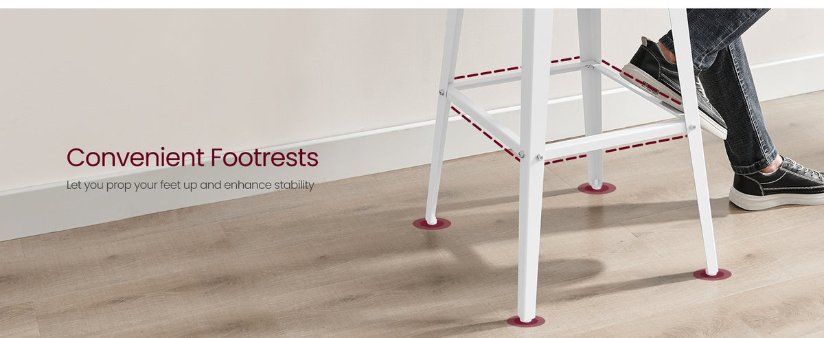 Set Of 2 Bar Stools With Footrest And Curved Backrest, Industrial Design - product photo 53