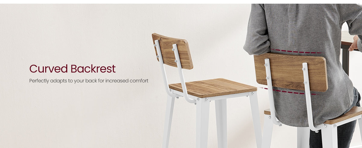 Set Of 2 Bar Stools With Footrest And Curved Backrest, Industrial Design - product photo 54