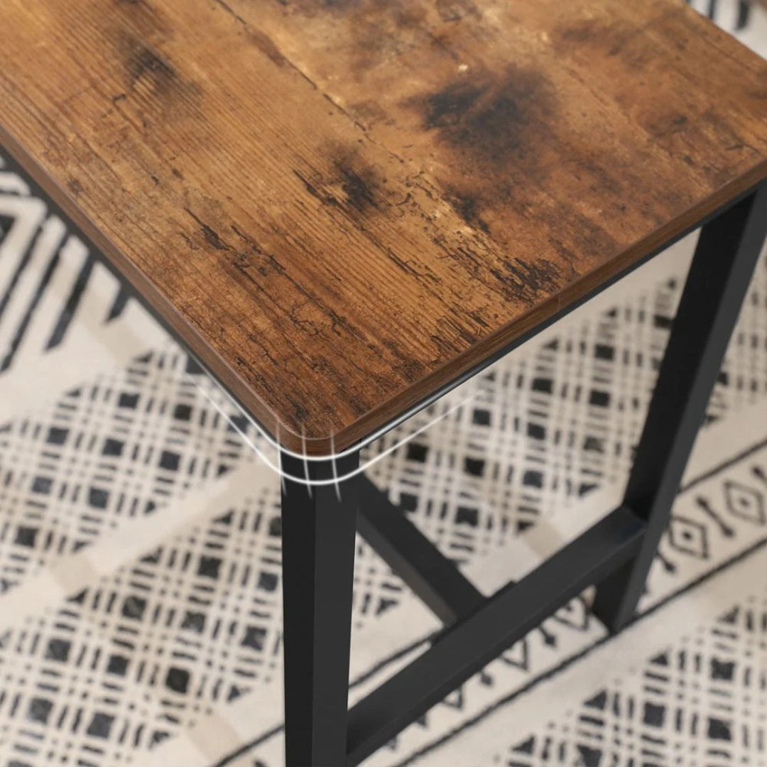Set of 2 Dining Table Benches with Rustic Wood Top and Metal Frame – product view 5 | Ridgefield Furniture