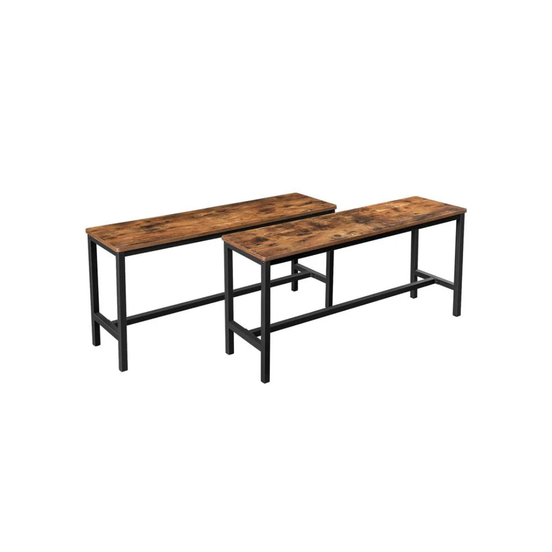 Set of 2 Dining Table Benches with Rustic Wood Top and Metal Frame – product view 7 | Ridgefield Furniture