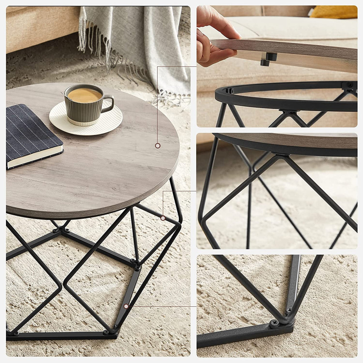 Set Of 2 Round Coffee Tables, Nesting Side Tables 19.7 And 23.6 Inch - product photo 40