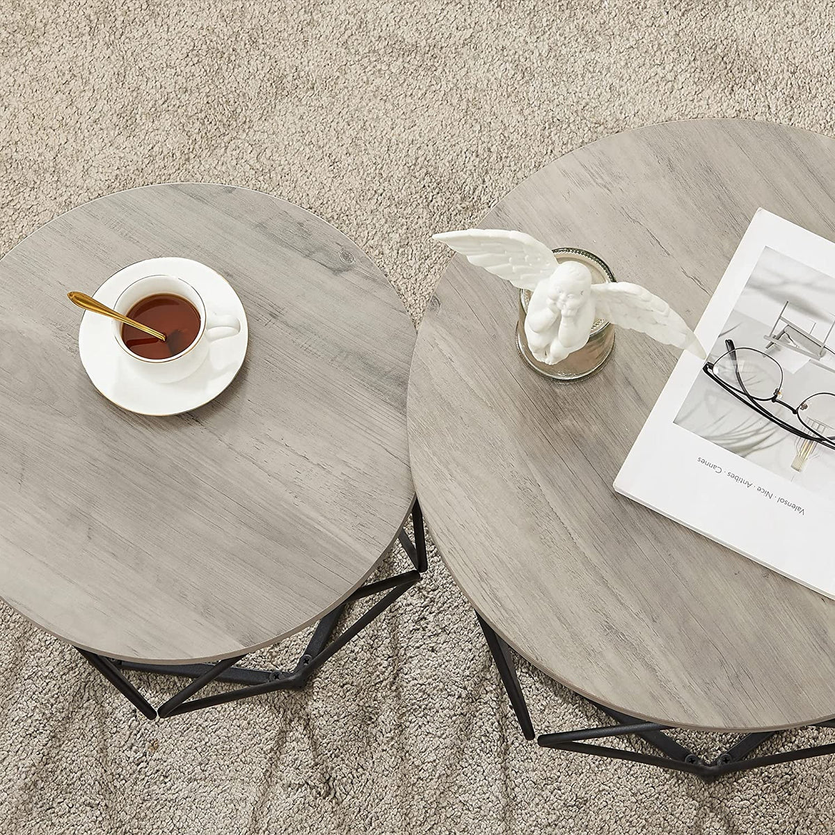 Set Of 2 Round Coffee Tables, Nesting Side Tables 19.7 And 23.6 Inch - product photo 41