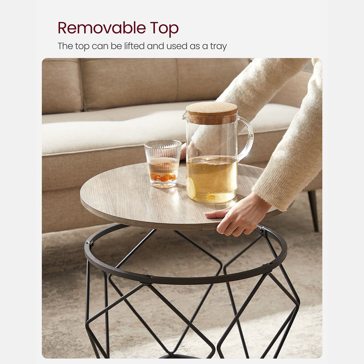 Set Of 2 Round Coffee Tables, Nesting Side Tables 19.7 And 23.6 Inch - product photo 46