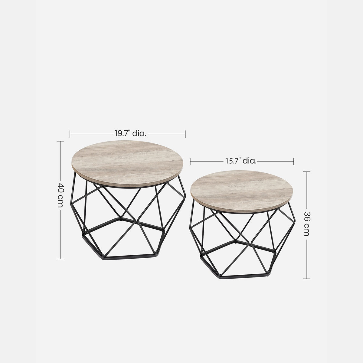 Set Of 2 Round Coffee Tables, Nesting Side Tables 19.7 And 23.6 Inch - product photo 48