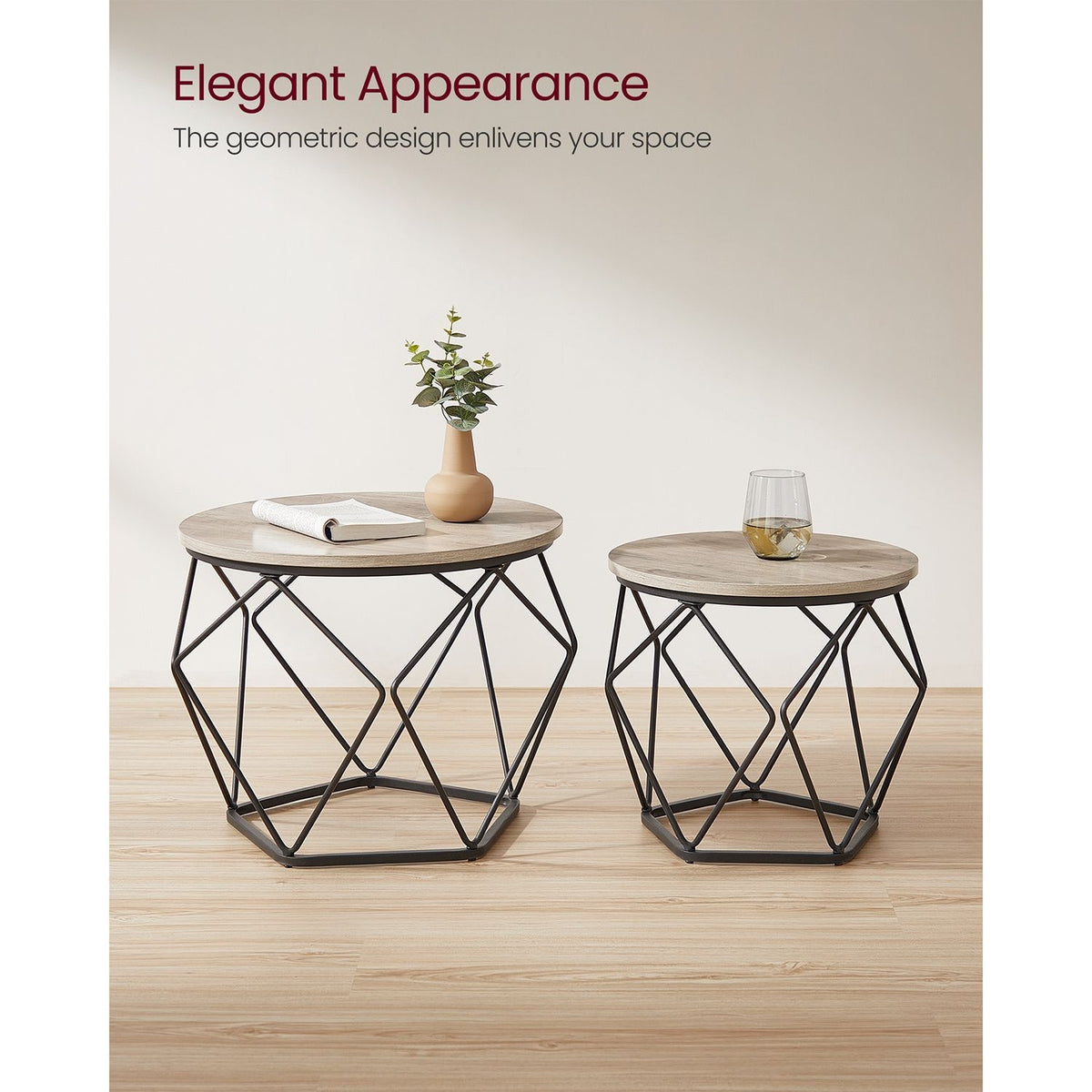 Set Of 2 Round Coffee Tables, Nesting Side Tables 19.7 And 23.6 Inch - product photo 50
