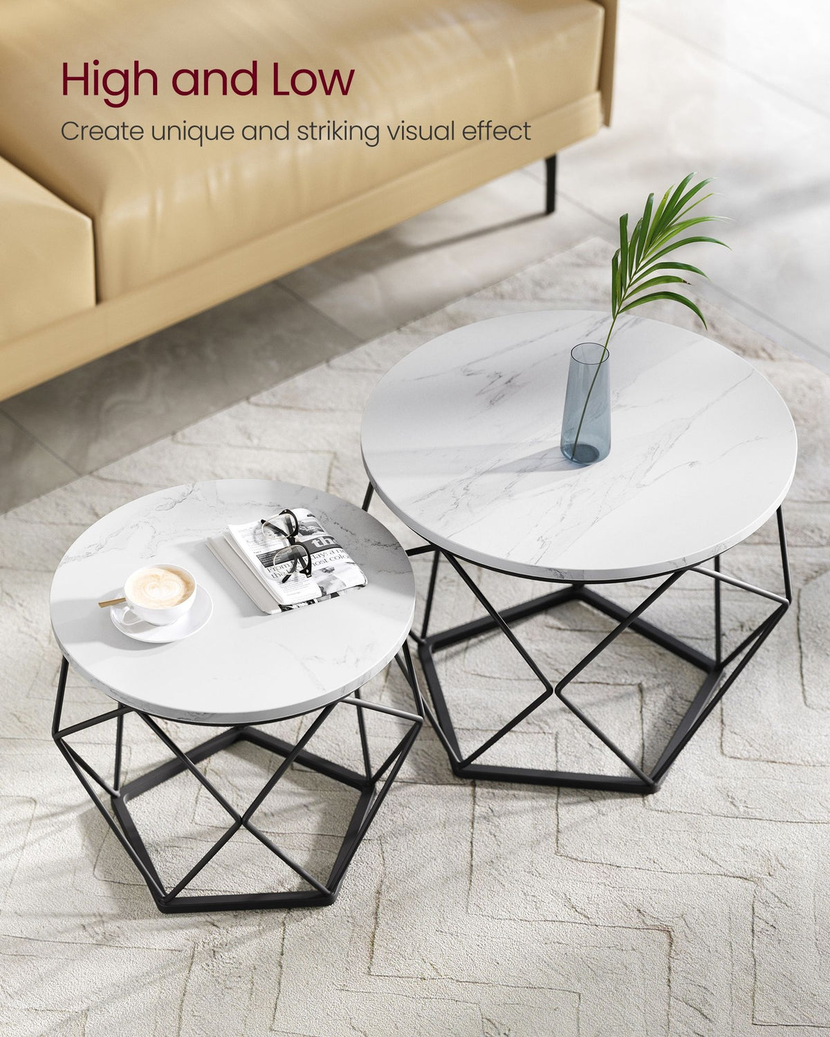 Set Of 2 Round Coffee Tables, Nesting Side Tables 19.7 And 23.6 Inch - product photo 55
