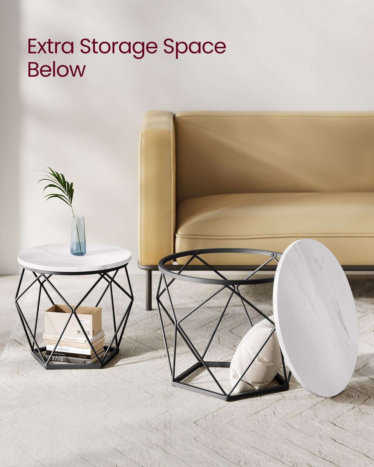 Set Of 2 Round Coffee Tables, Nesting Side Tables 19.7 And 23.6 Inch - product photo 57