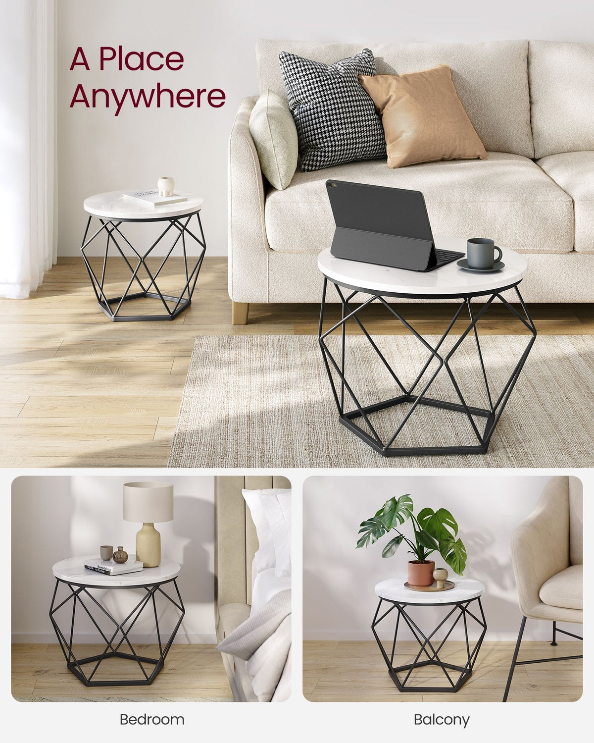 Set Of 2 Round Coffee Tables, Nesting Side Tables 19.7 And 23.6 Inch - product photo 60