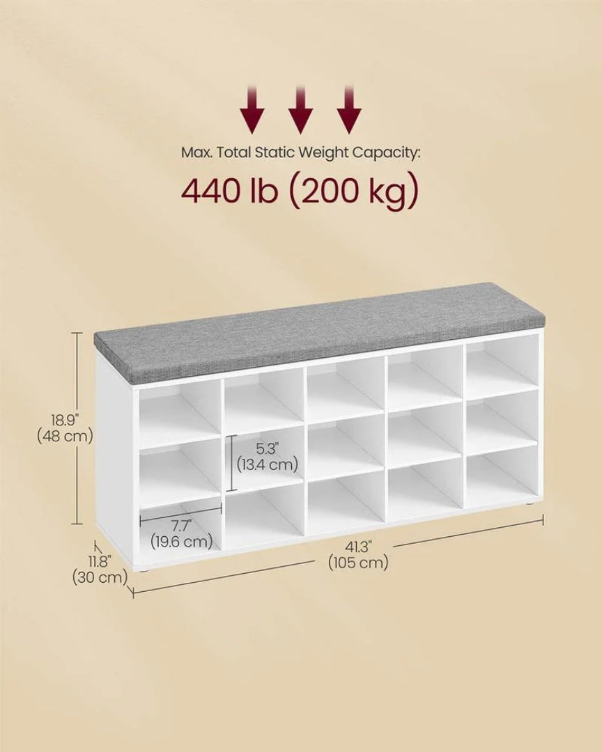 Shoe Storage Bench With Cushion – product view 10 | Ridgefield Furniture
