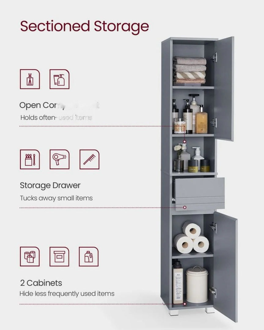 Slim Bathroom Storage Cabinet Tall Floor Cabinet With Drawers – product view 4 | Ridgefield Furniture
