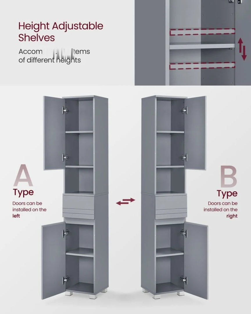 Slim Bathroom Storage Cabinet Tall Floor Cabinet With Drawers – product view 5 | Ridgefield Furniture
