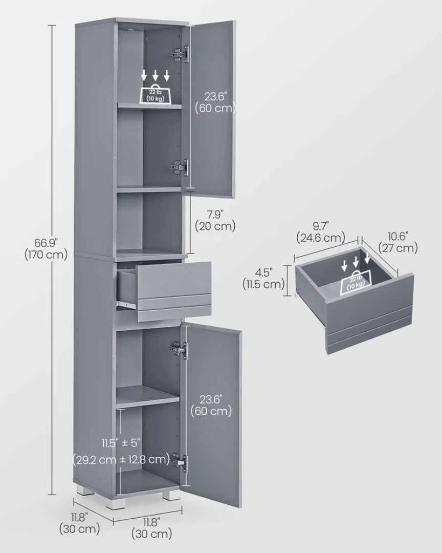 Slim Bathroom Storage Cabinet Tall Floor Cabinet With Drawers – product view 6 | Ridgefield Furniture